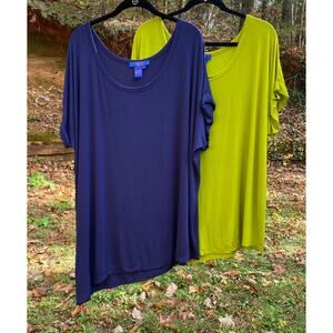TWIGGY Lot of 2 Shirts Tops Green Blue Short Sleeve Plus Size  SZ 2XL C100143